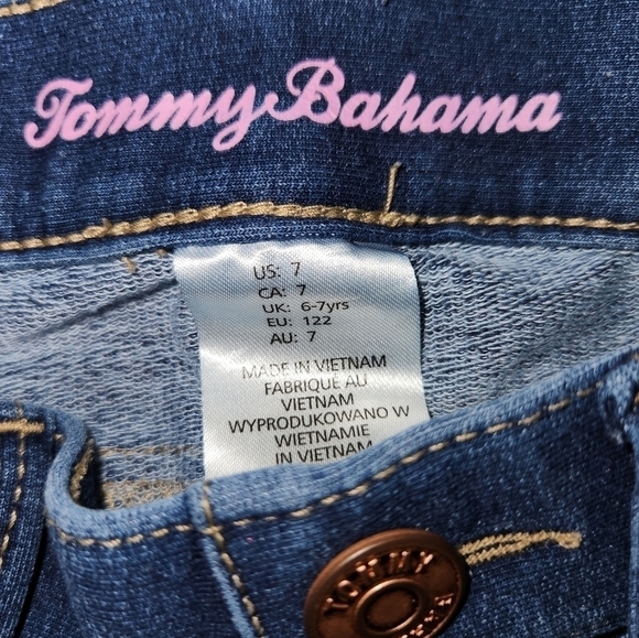 TOMMY Bahama Distressed Jeans Girls Size 7 Stretch - Picture 2 of 3